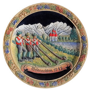 Vintage Christmas Western Germany Weihnachten‎ Salt Glaze 1982 Wall Décor Plate